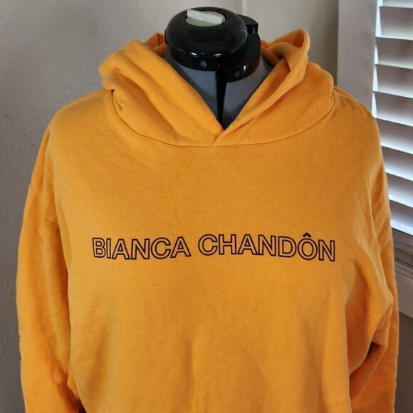 Bianca Chandon Yogi Pullover Hoodie Size XL Orange stars - Picture 3 of 16